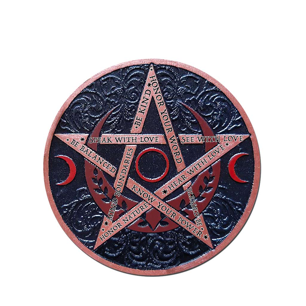 Mystical Pentagram - Witch Round Wood Sign