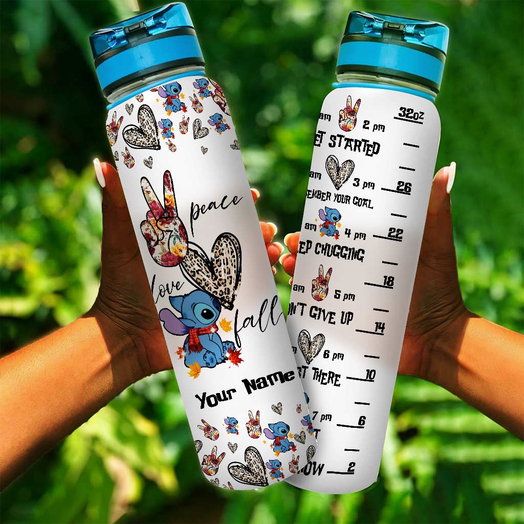 Peace Love Ohana - Personalized Ohana Water Tracker Bottle