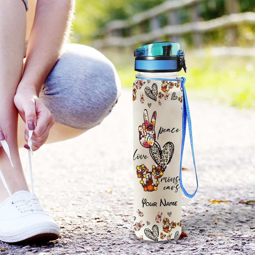 Peace Love Mouse Ears - Personalized Mouse Water Tracker Bottle