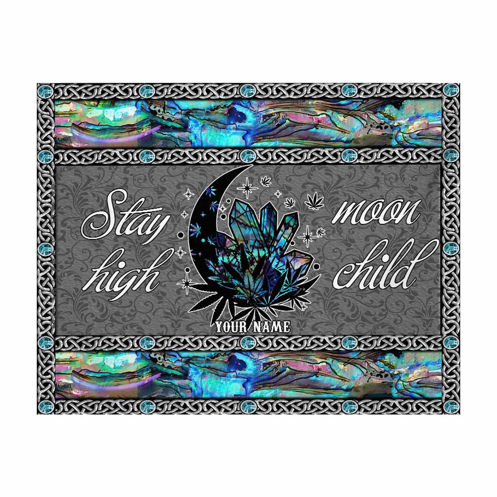 Stay High Moon Child Crystal Magic Leaf - Personalized Weed Wall Tapestry