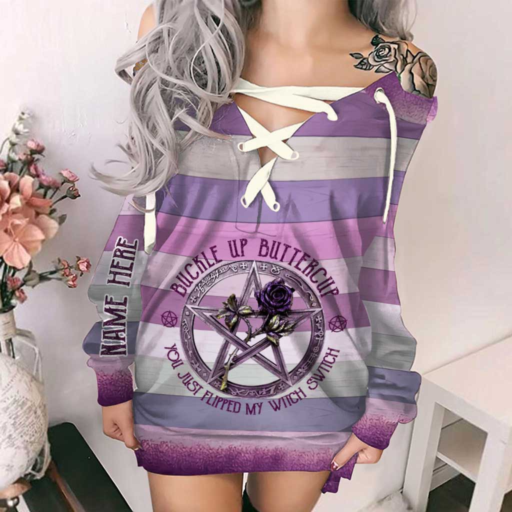 Witch Switch - Personalized Witch Off Shoulder Long Sleeve Dress