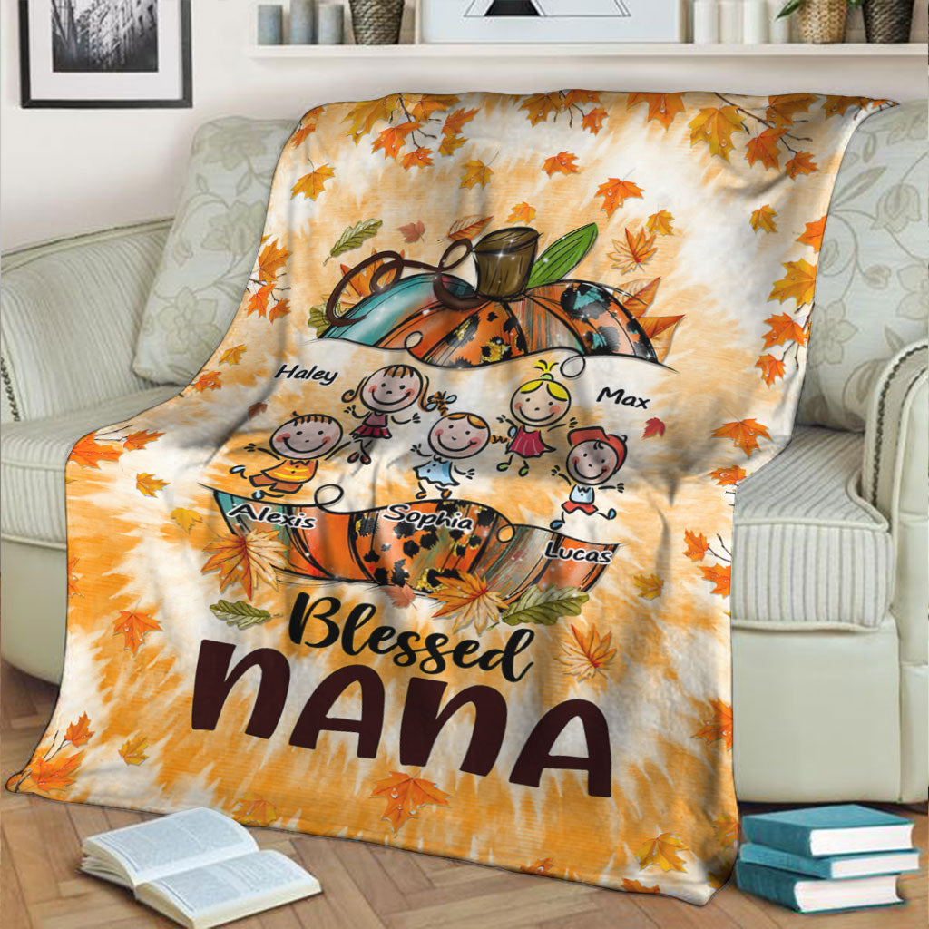 Blessed Nana - Personalized Thanksgiving Grandma Blanket