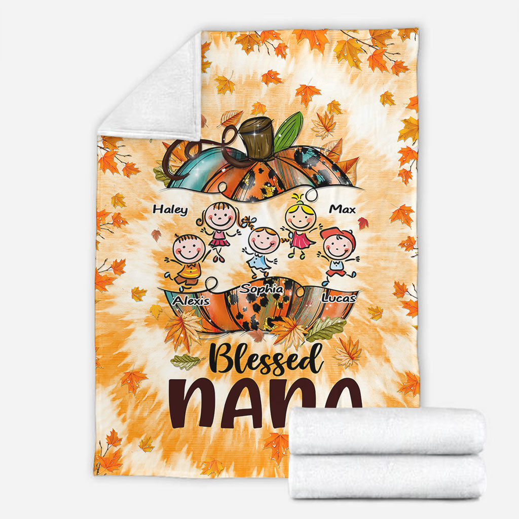 Blessed Nana - Personalized Thanksgiving Grandma Blanket