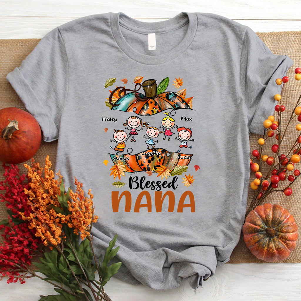 Blessed Nana - Personalized Thanksgiving Grandma T-shirt and Hoodie