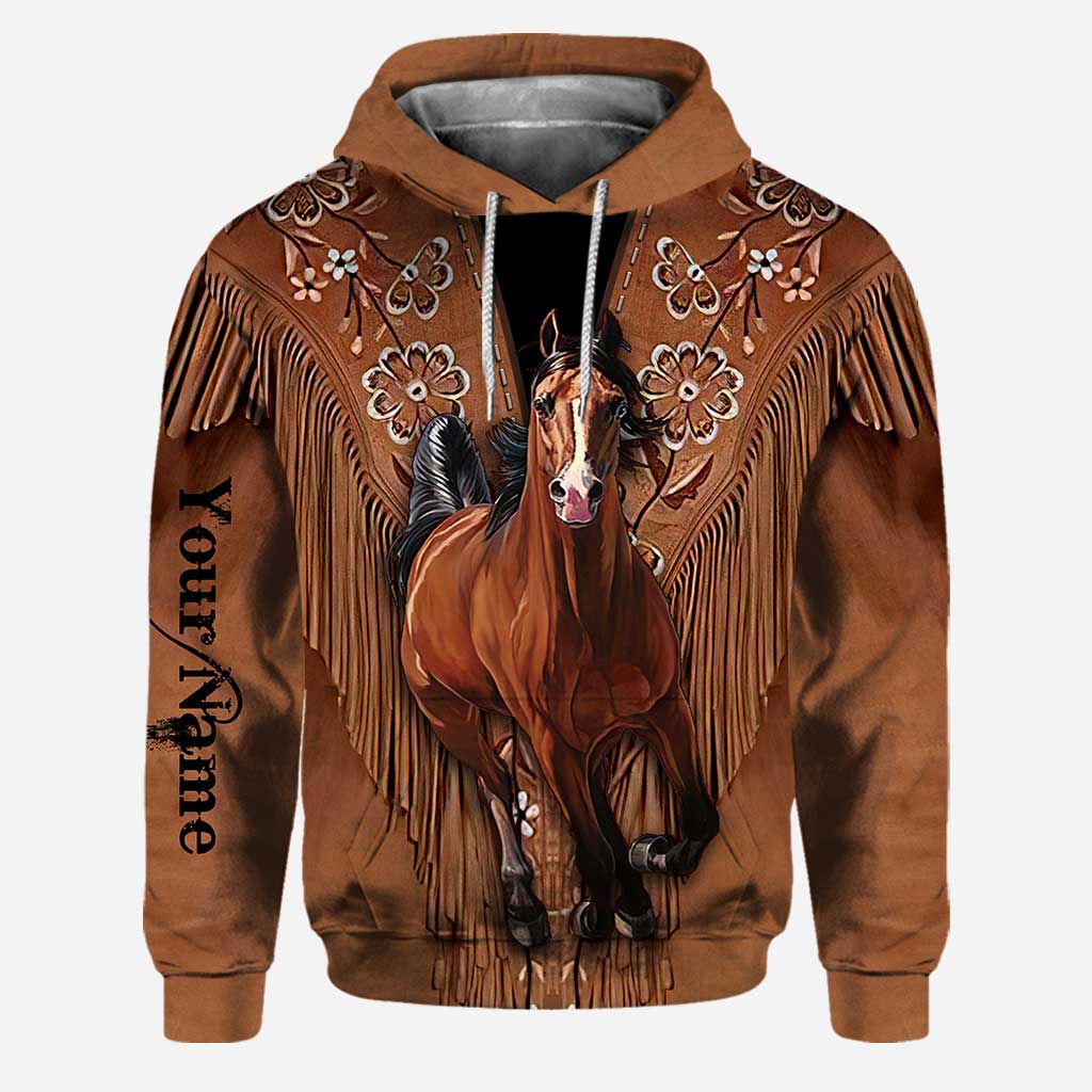 Horse Girl - Personalized Hoodie And Leggings With Leather Pattern Print