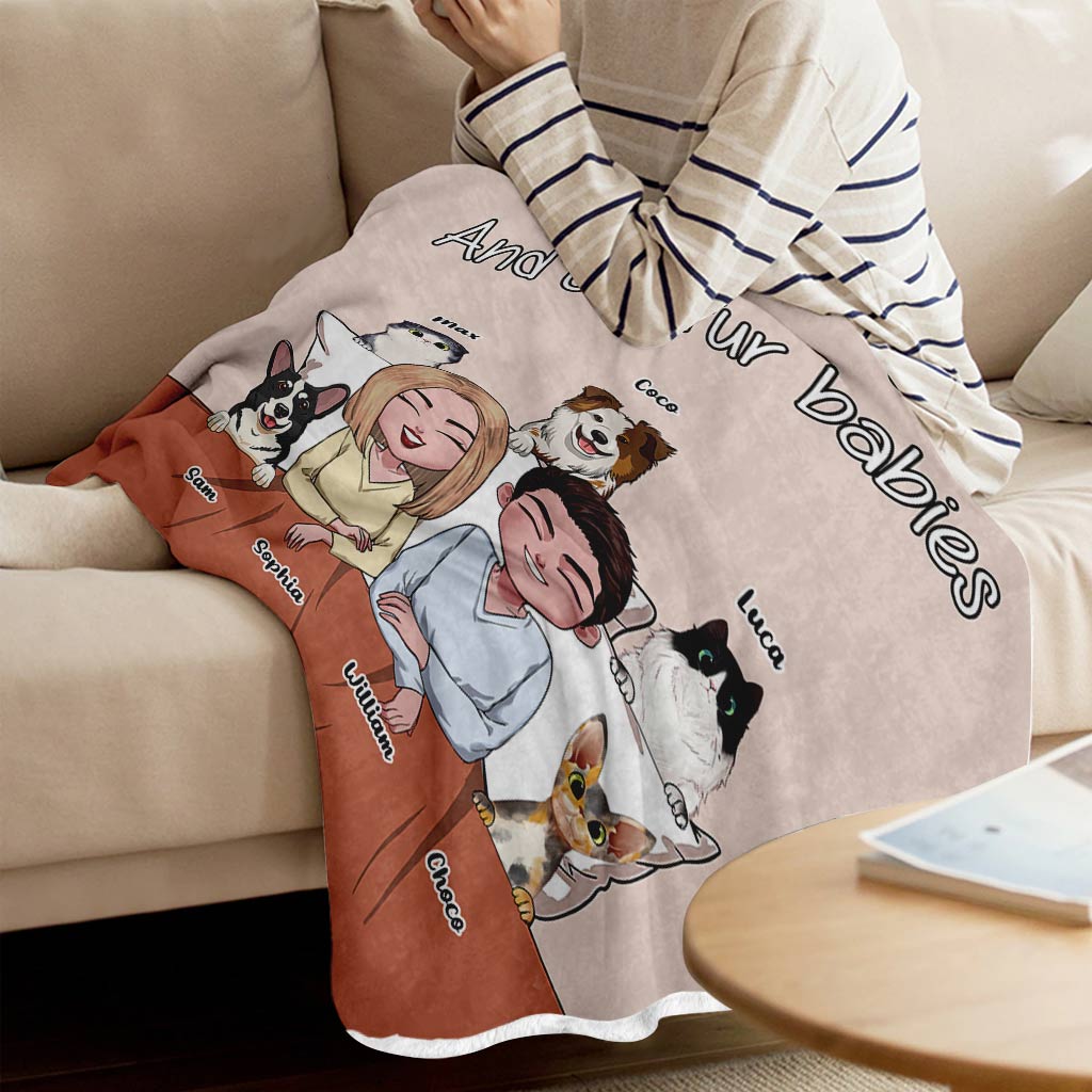 You & Me And Our Fur Babies - Personalized Couple Blanket