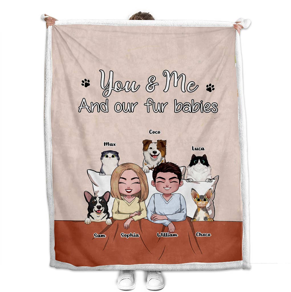 You & Me And Our Fur Babies - Personalized Couple Blanket