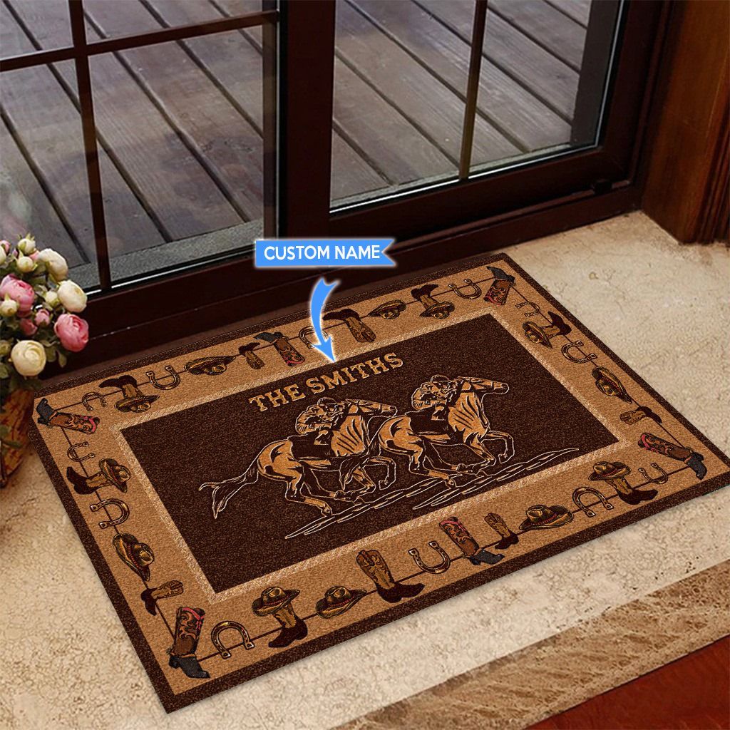 Horse Racing Personalized Horse Doormat 0523