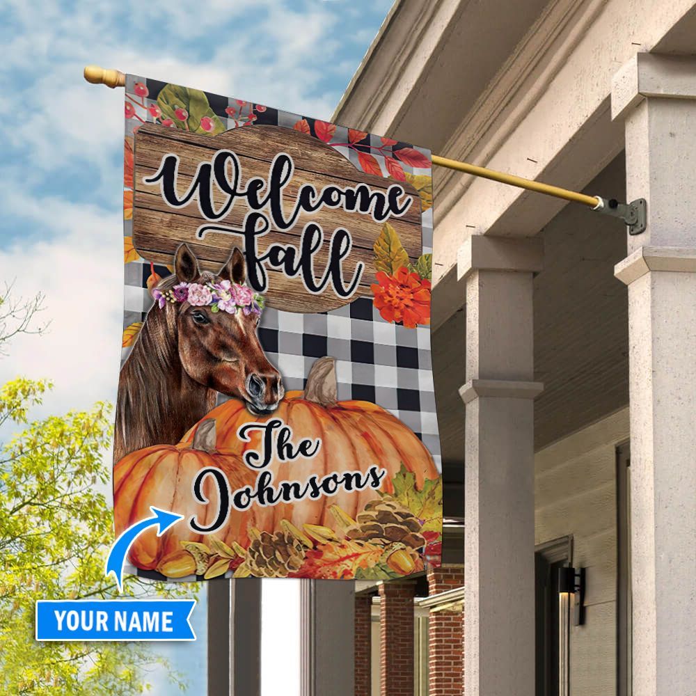 Welcome Fall Personalized Horse House Flag 0523