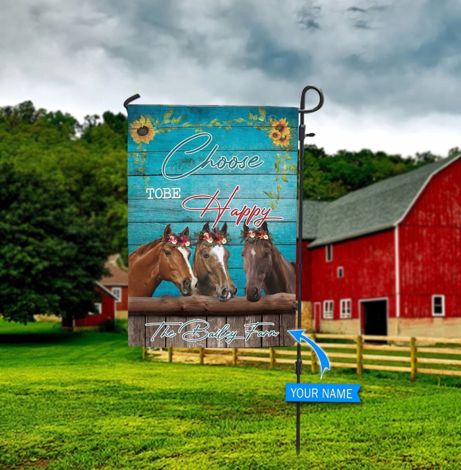 Horses Choose To Be Happy Personalized Horse Garden Flag 0523