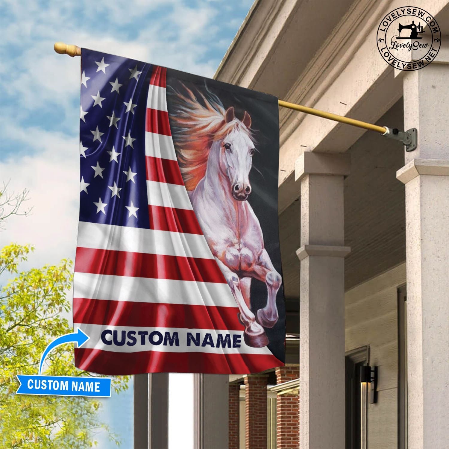 Love Horse Personalized Horse House Flag 0523