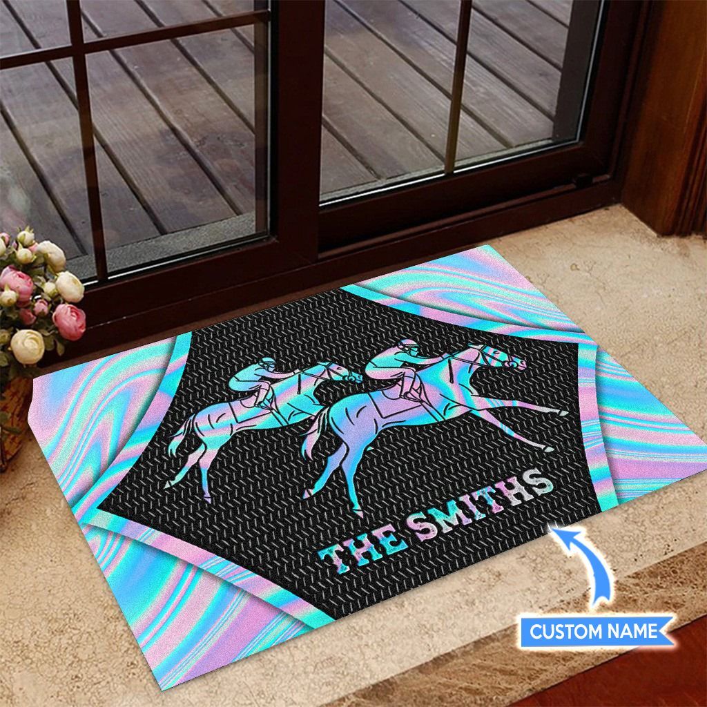 Hologram Horse Racing Personalized Horse Doormat 0523