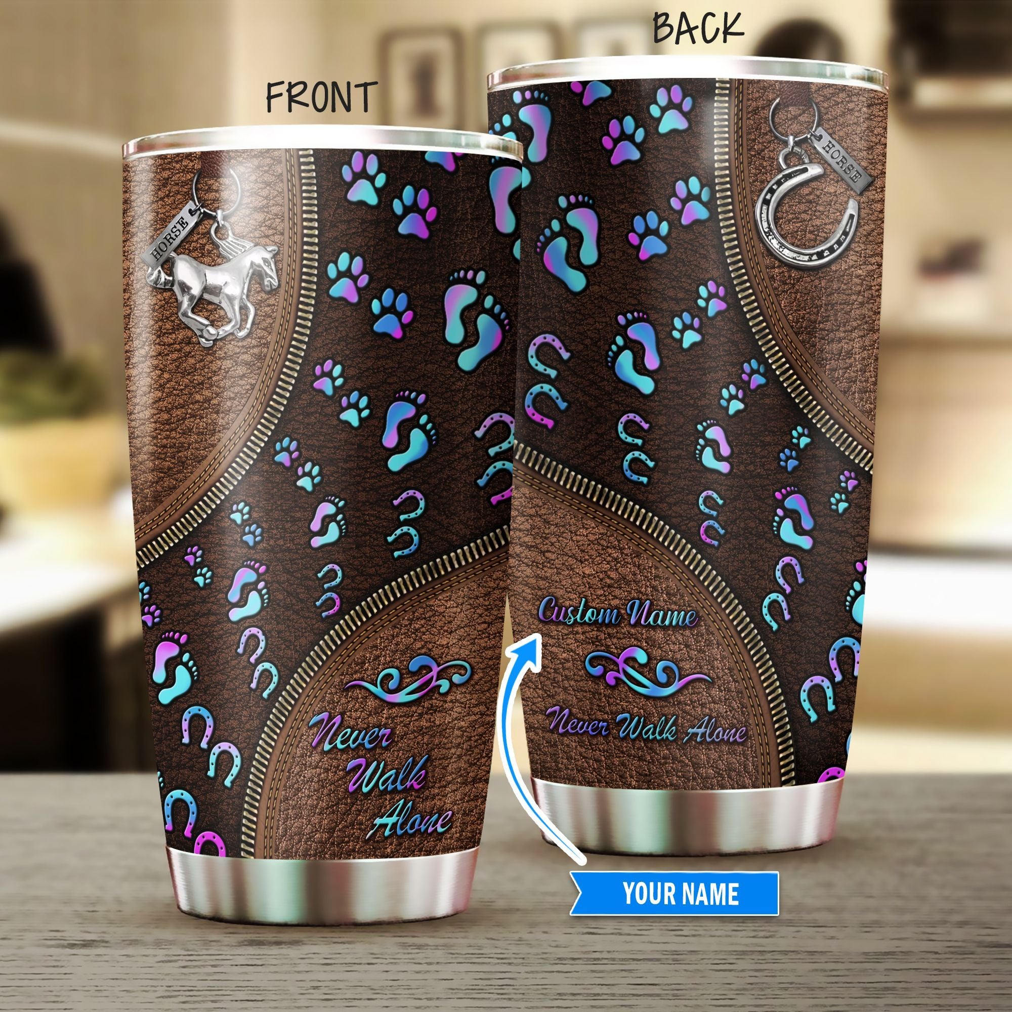 Never Walk Alone Personalized Horse Tumbler 0523