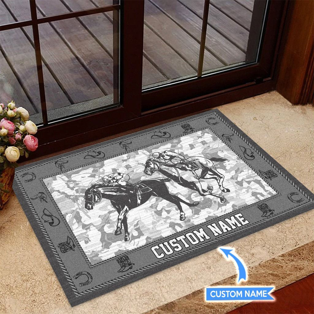 Horse Racing Personalized Horse Doormat 0523