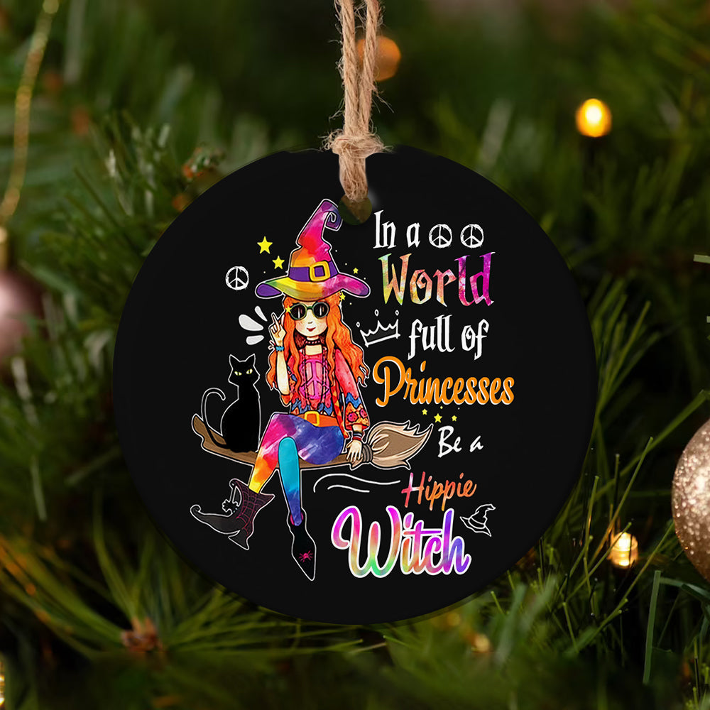 Be A Hippie Witch Hippie - Round Aluminium Ornament (Printed On Both Sides) 1122