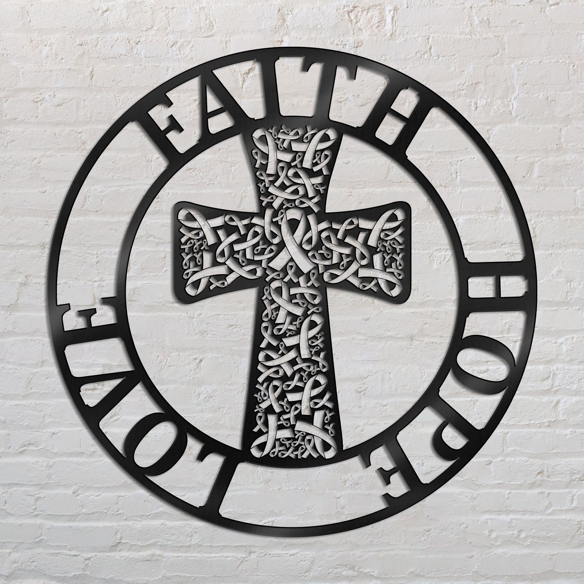 Faith Hope Love - Breast Cancer Awareness Cut Metal Sign 0822