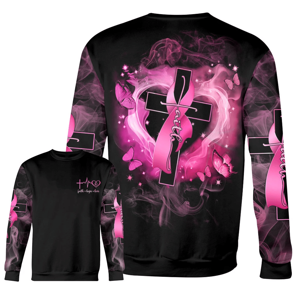 Faith Hope Love - Breast Cancer Awareness All Over T-shirt and Hoodie 0822