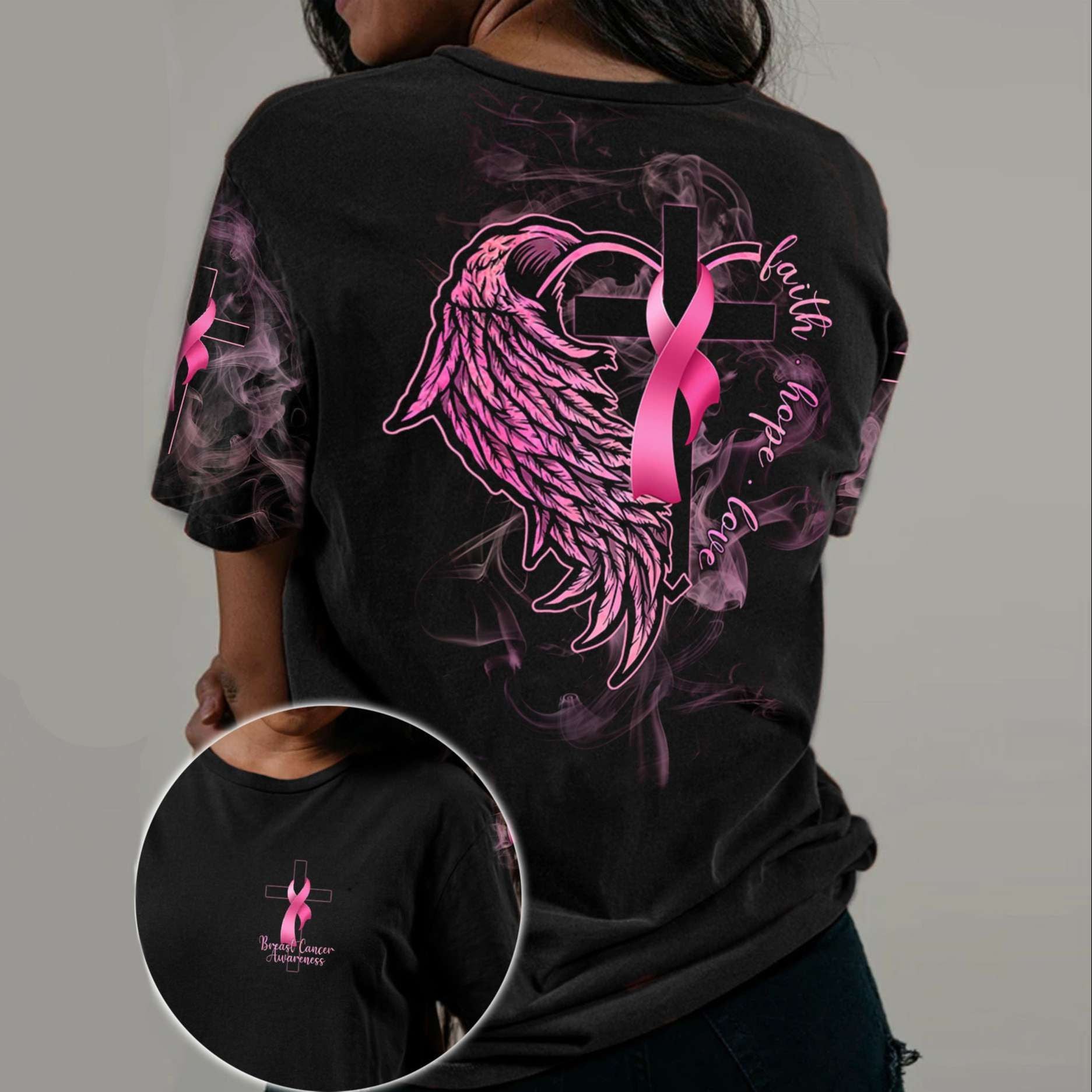 Faith Hope Love - Breast Cancer Awareness All Over T-shirt and Hoodie 0822