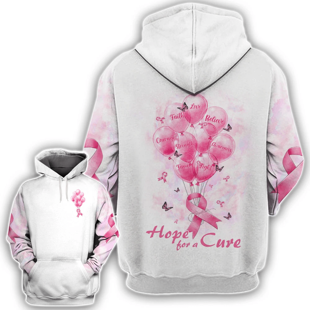 Hope For A Cure Breast Cancer - Breast Cancer Awareness All Over T-shirt and Hoodie 0822