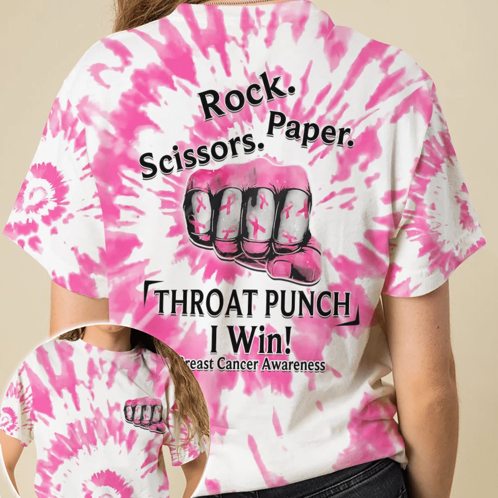 Throat Punch I Win Breast Cancer - Breast Cancer Awareness All Over T-shirt and Hoodie 0822