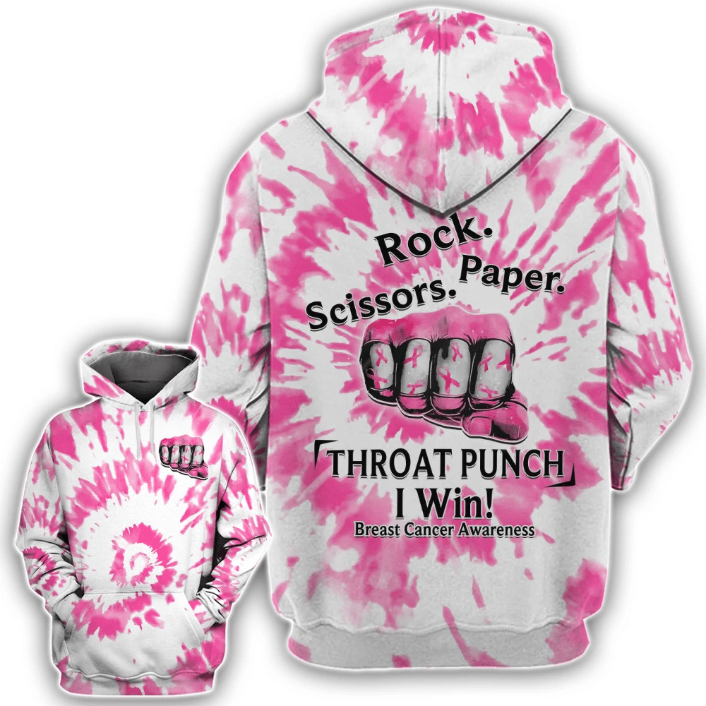 Throat Punch I Win Breast Cancer - Breast Cancer Awareness All Over T-shirt and Hoodie 0822