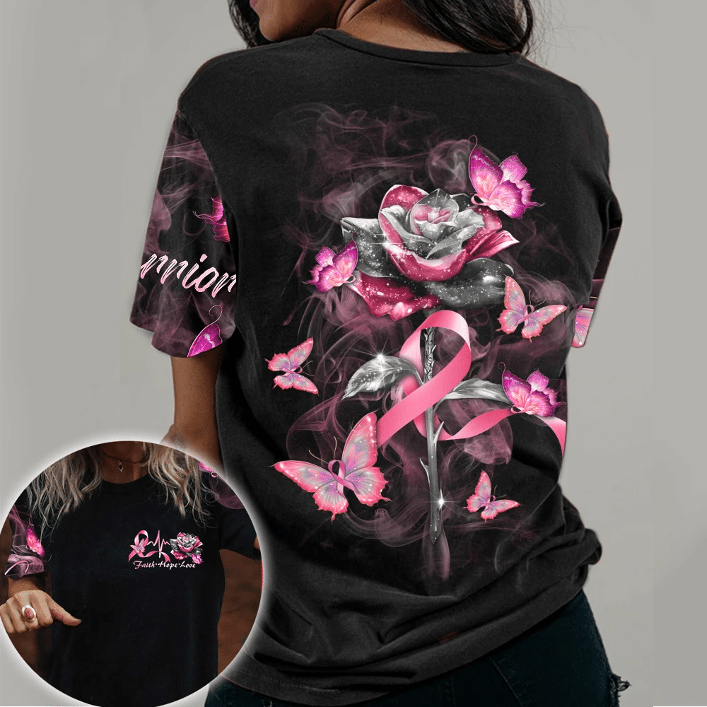 Faith Hope Love Roses - Breast Cancer Awareness All Over T-shirt and Hoodie 0822