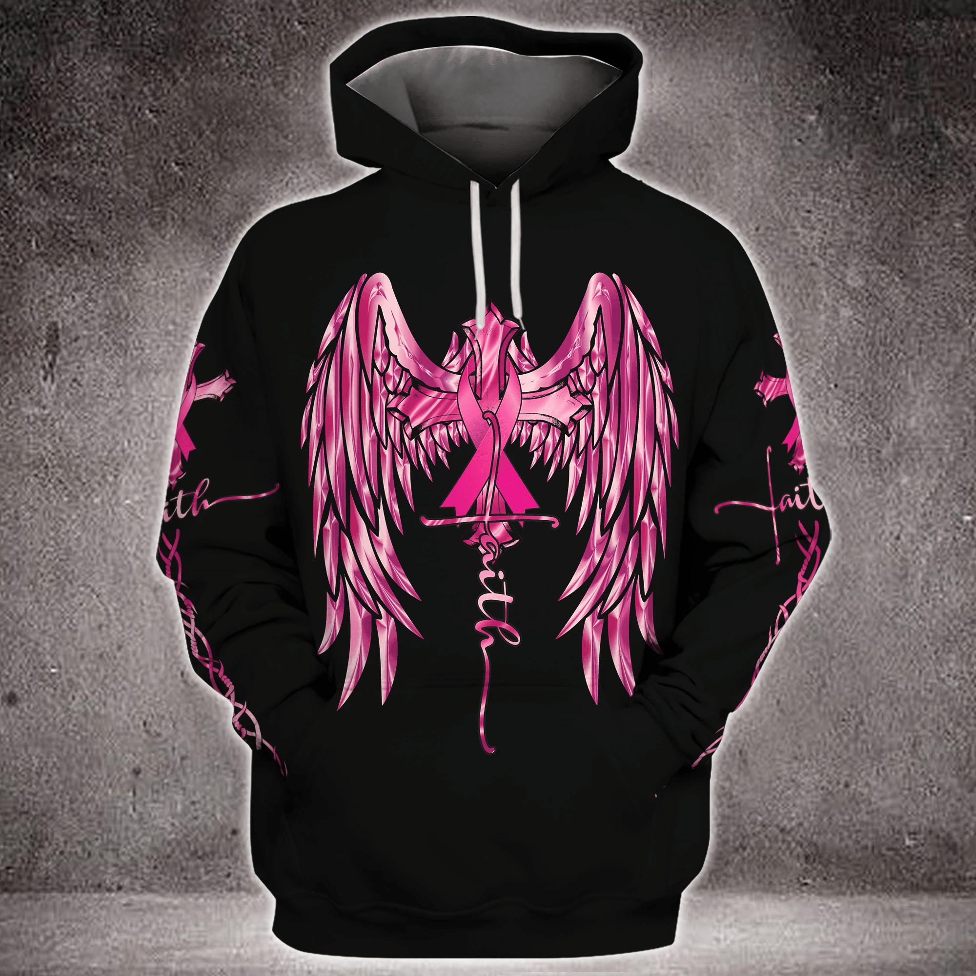 Faith Wings Cross Breast Cancer - Breast Cancer Awareness All Over T-shirt and Hoodie 0822