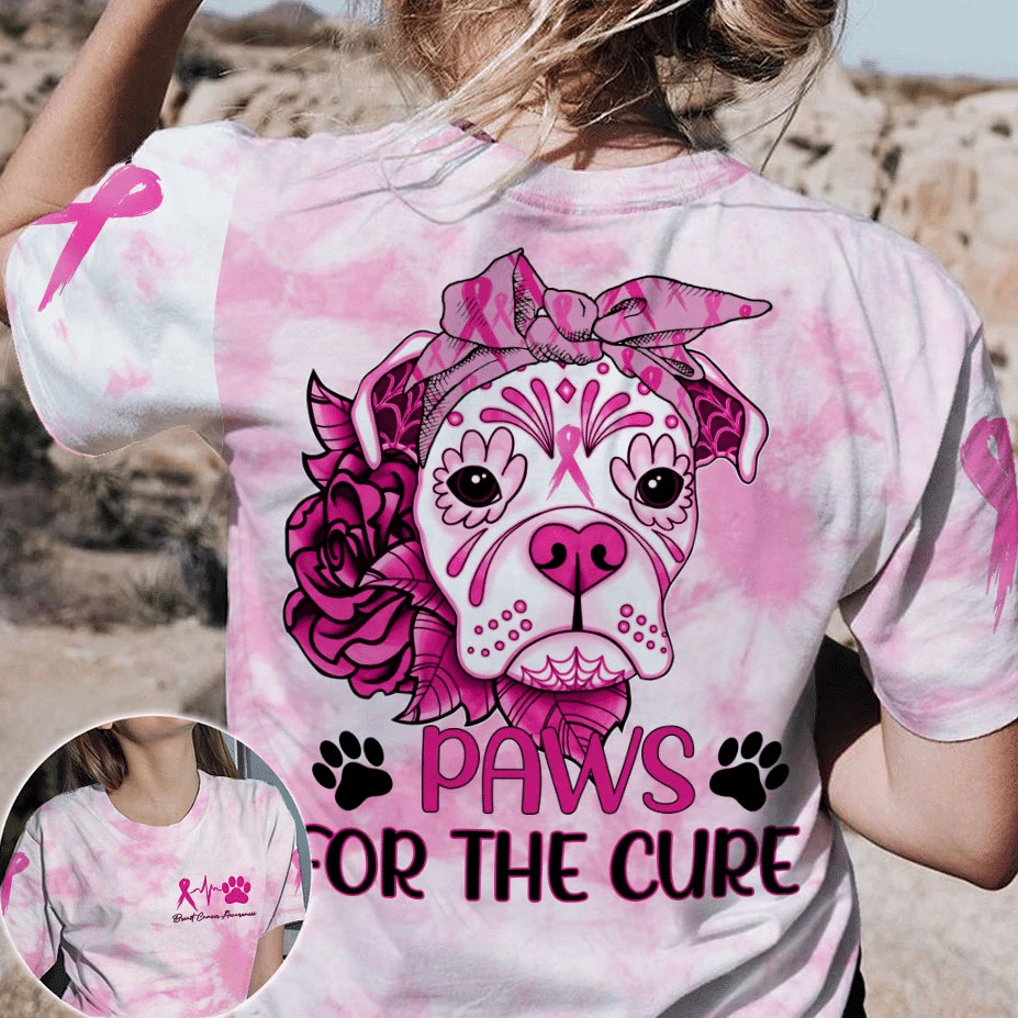 Paws For The Cure - Breast Cancer Awareness All Over T-shirt and Hoodie 0822