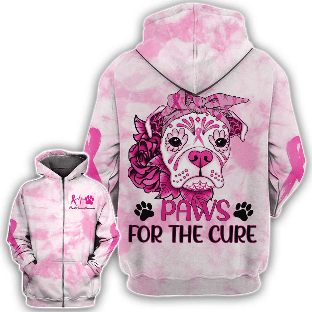 Paws For The Cure - Breast Cancer Awareness All Over T-shirt and Hoodie 0822