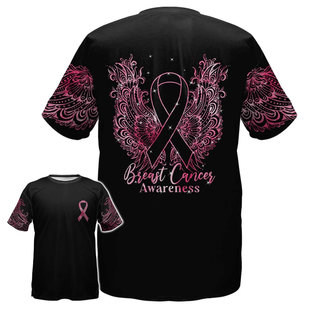 Mandala Breast Cancer Wings - Breast Cancer Awareness All Over T-shirt and Hoodie 0822