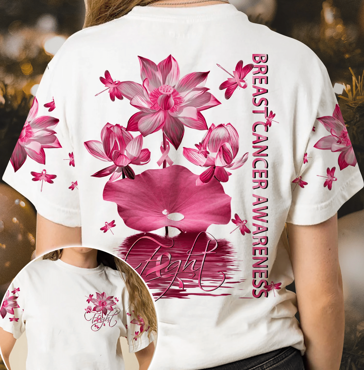 Pink Lotus Faith - Breast Cancer Awareness All Over T-shirt and Hoodie 0822