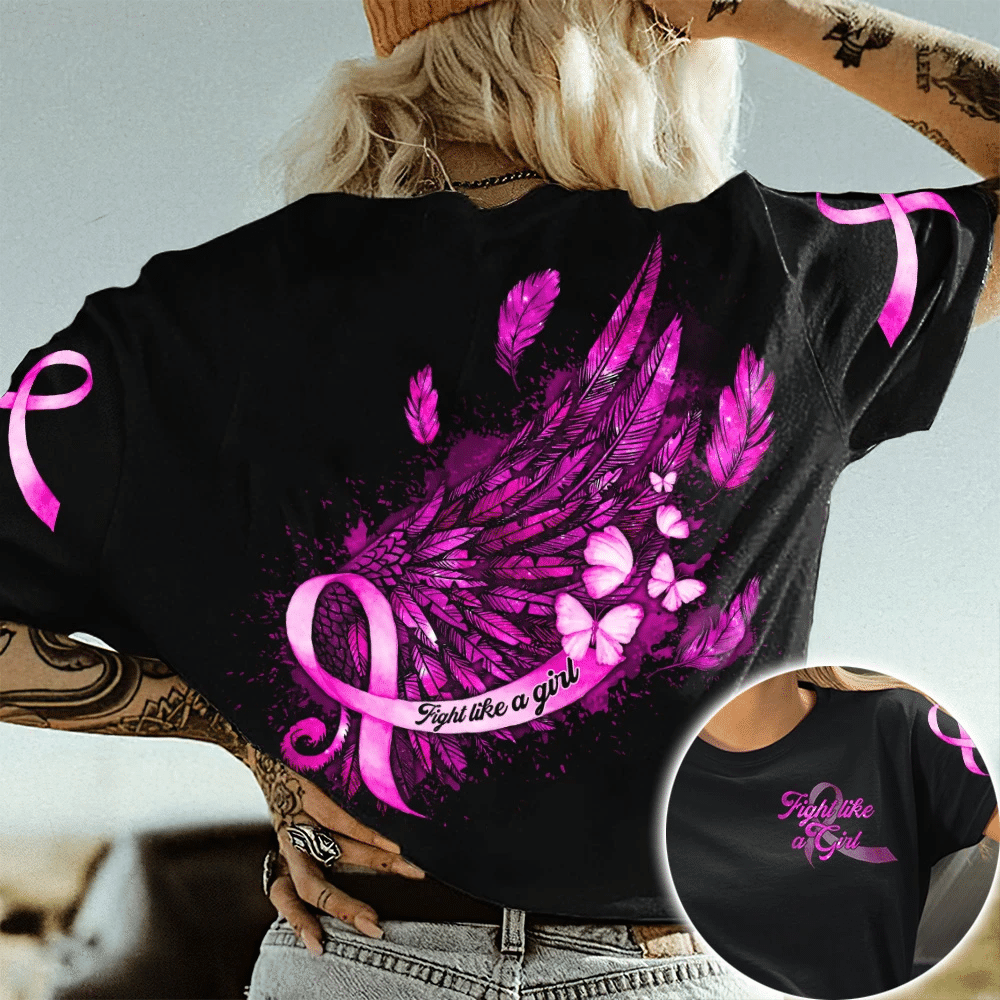 Fight Like A Girl - Breast Cancer Awareness All Over T-shirt and Hoodie 0822