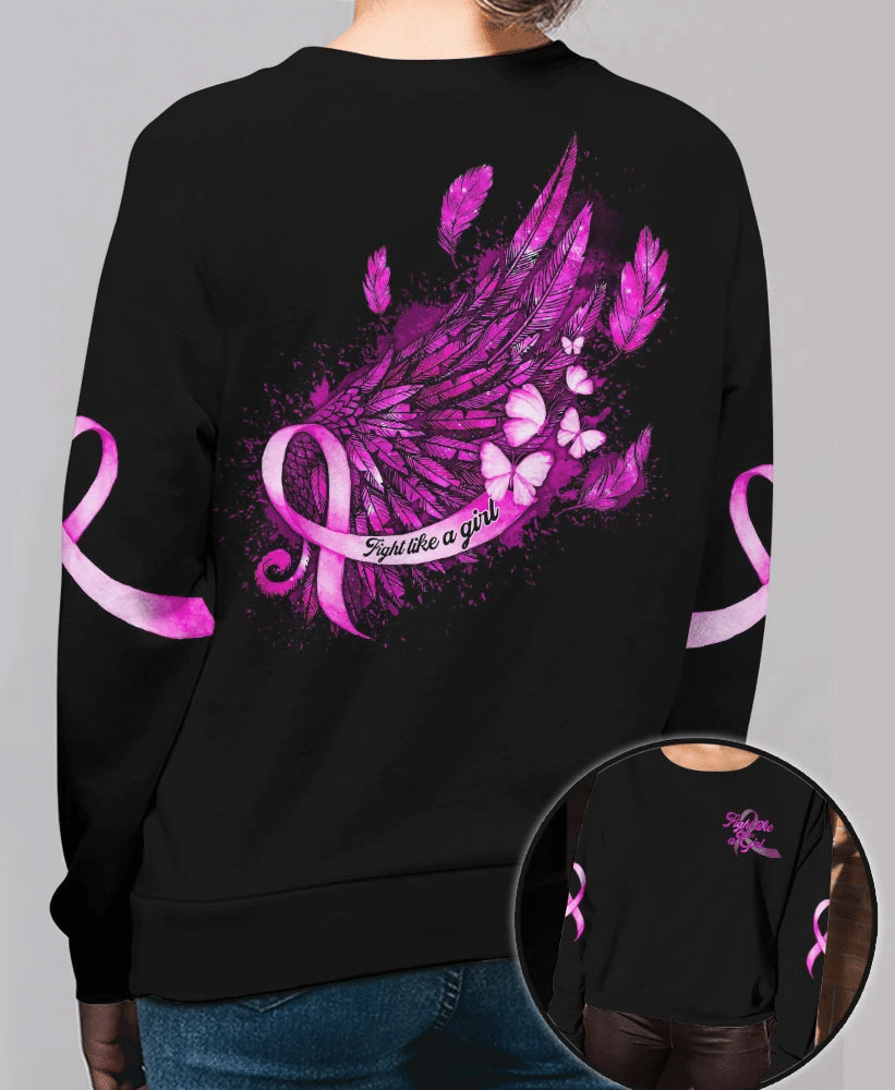 Fight Like A Girl - Breast Cancer Awareness All Over T-shirt and Hoodie 0822