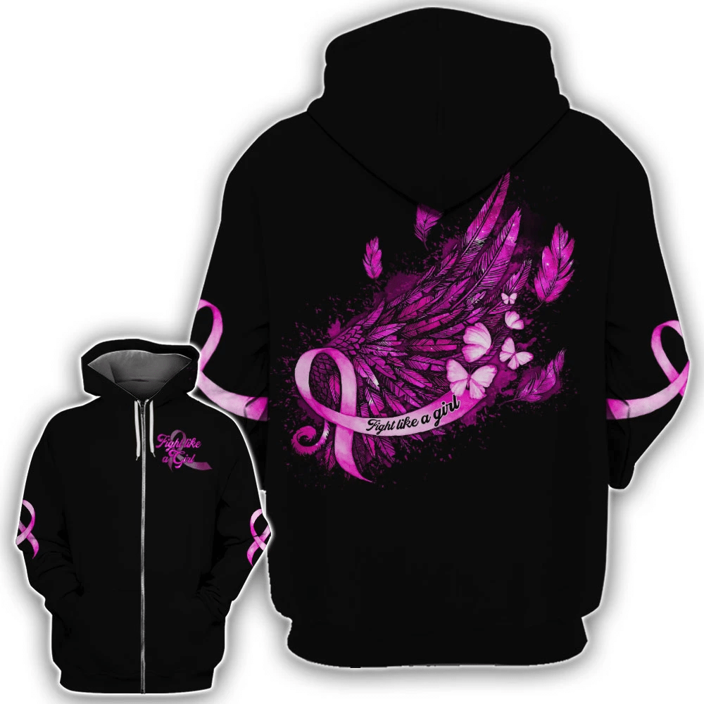 Fight Like A Girl - Breast Cancer Awareness All Over T-shirt and Hoodie 0822