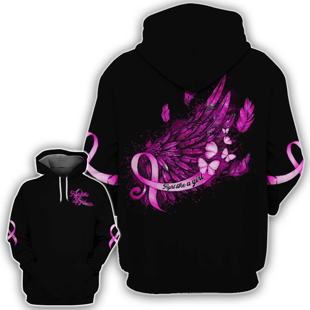 Fight Like A Girl - Breast Cancer Awareness All Over T-shirt and Hoodie 0822