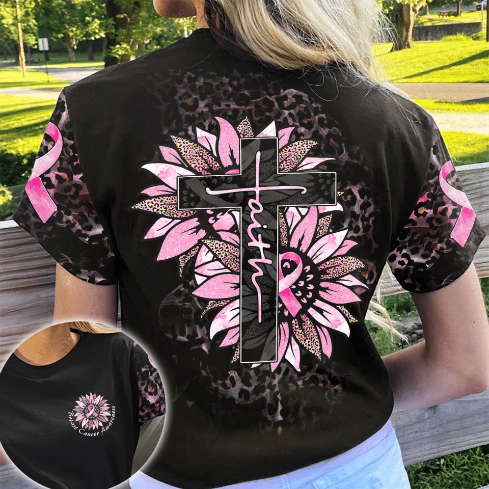 Sunflower Breast Cancer Faith - Breast Cancer Awareness All Over T-shirt and Hoodie 0822