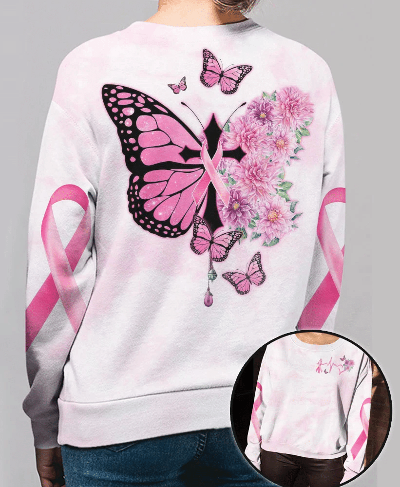 Butterfly Cross Pink Ribbon - Breast Cancer Awareness All Over T-shirt and Hoodie 0822