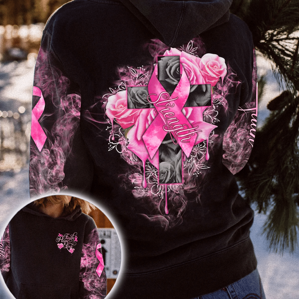 Faith Hope Love - Breast Cancer Awareness All Over T-shirt and Hoodie 0822