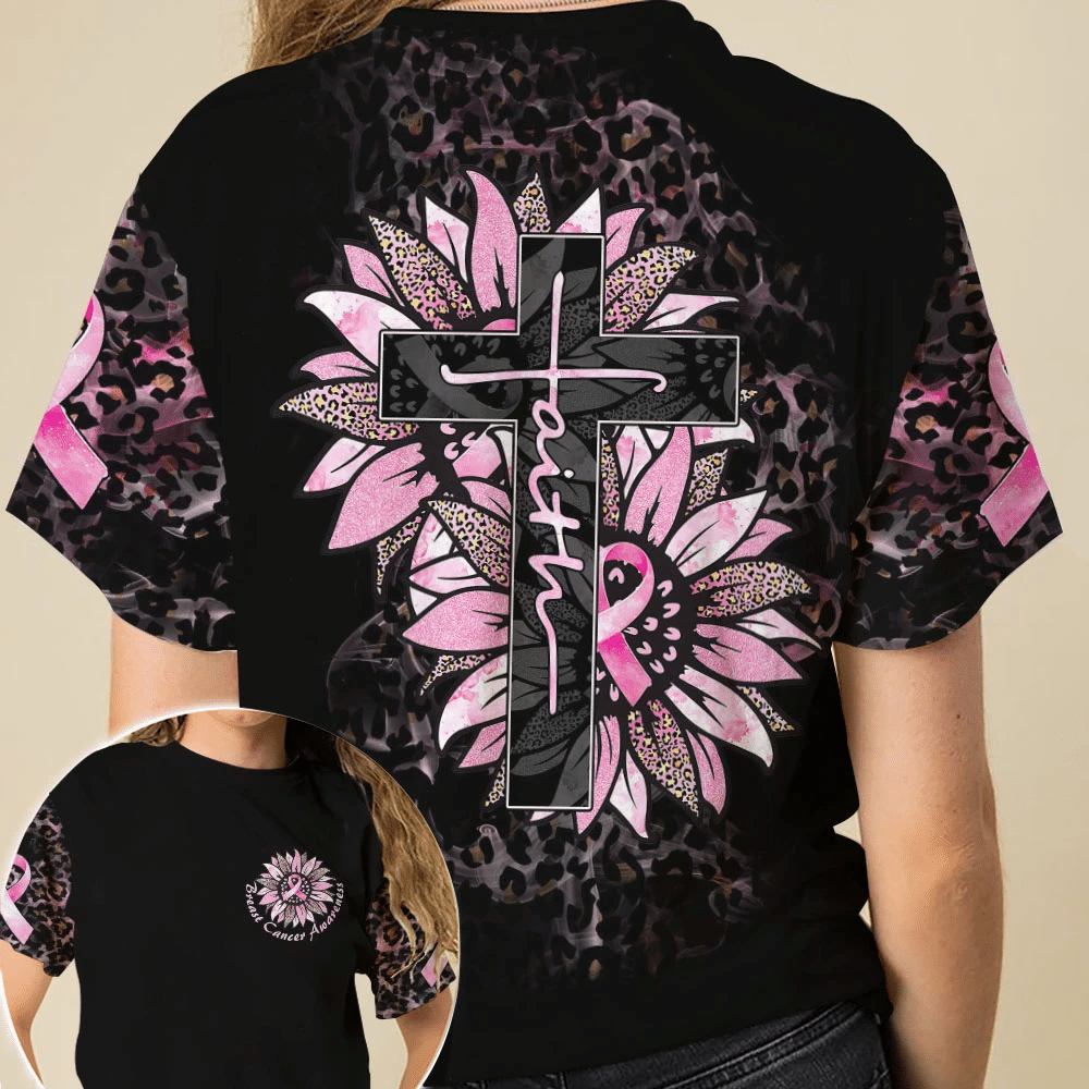 Sunflower Breast Cancer Faith - Breast Cancer Awareness All Over T-shirt and Hoodie 0822