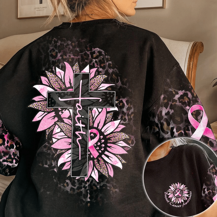 Sunflower Breast Cancer Faith - Breast Cancer Awareness All Over T-shirt and Hoodie 0822