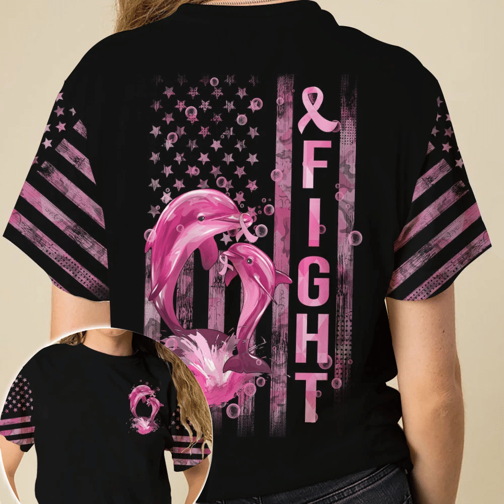 Fight Dolphin Flag - Breast Cancer Awareness All Over T-shirt and Hoodie 0822