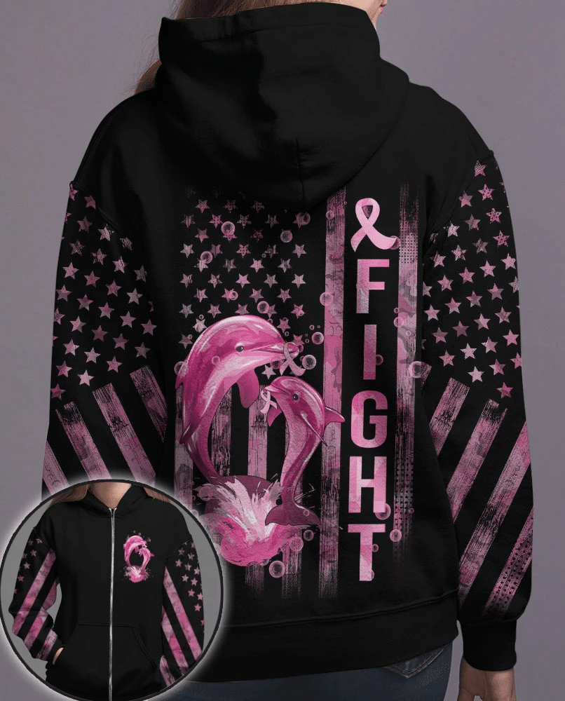 Fight Dolphin Flag - Breast Cancer Awareness All Over T-shirt and Hoodie 0822