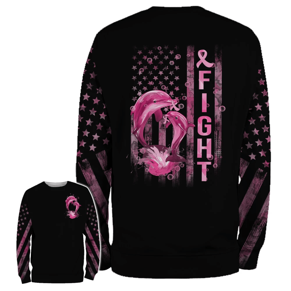 Fight Dolphin Flag - Breast Cancer Awareness All Over T-shirt and Hoodie 0822