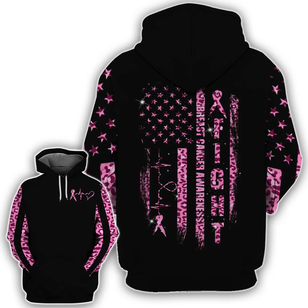 Fight Leopard Pink Breast Cancer - Breast Cancer Awareness All Over T-shirt and Hoodie 0822