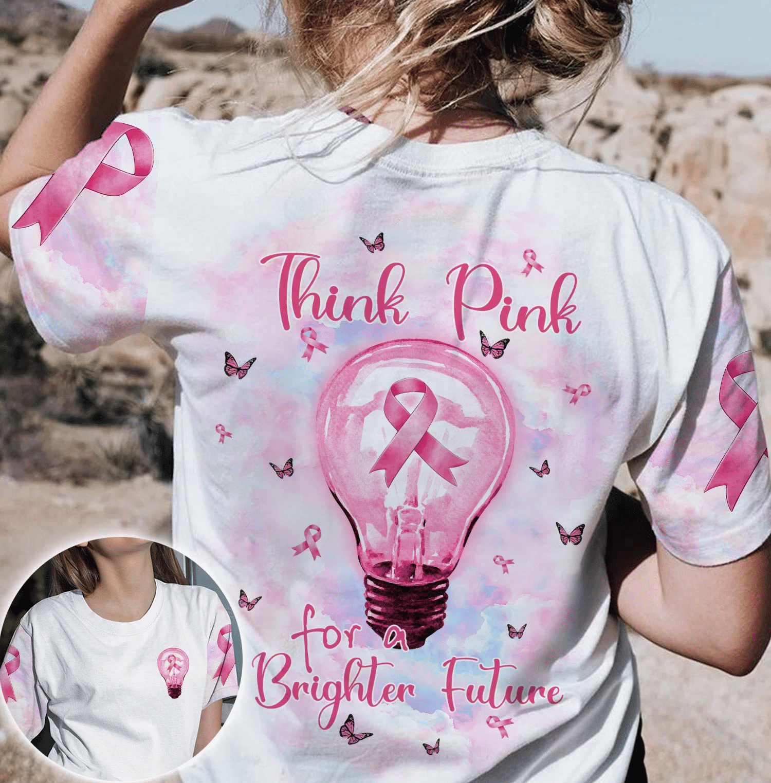 Breast Cancer Think Pink For A Brighter Future - Breast Cancer Awareness All Over T-shirt and Hoodie 0822