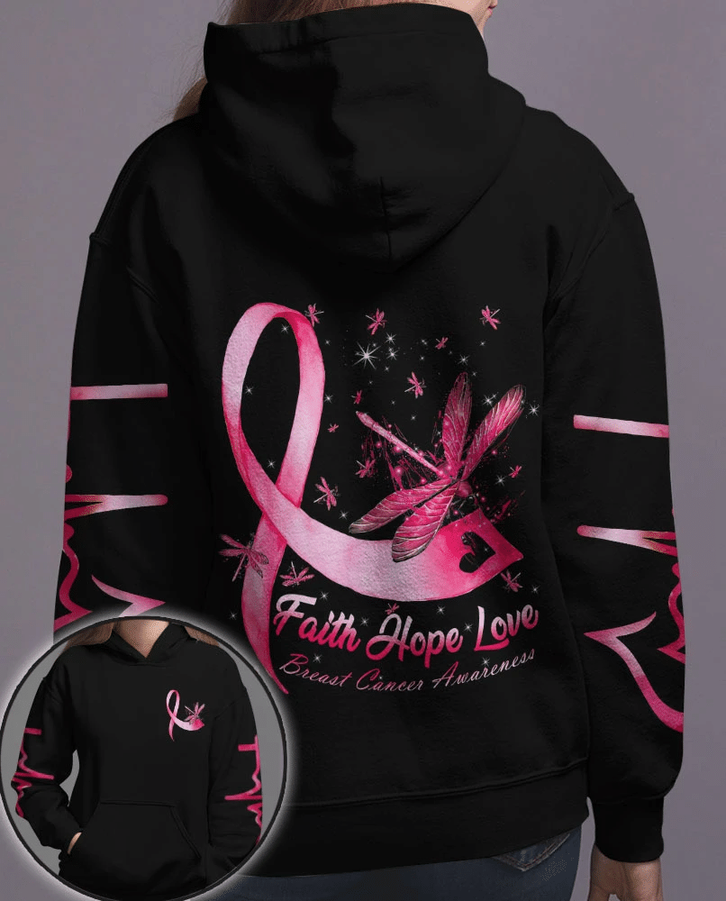 Faith Hope Love Breast Cancer Dragonfly - Breast Cancer Awareness All Over T-shirt and Hoodie 0822