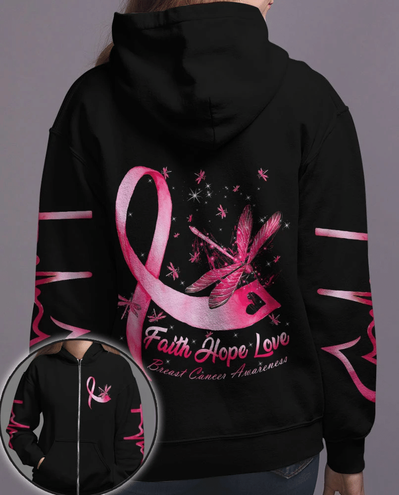 Faith Hope Love Breast Cancer Dragonfly - Breast Cancer Awareness All Over T-shirt and Hoodie 0822