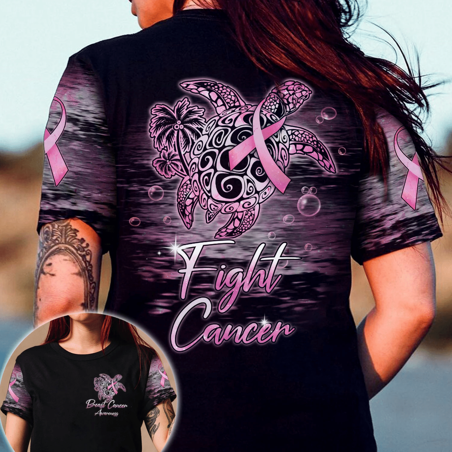 Fight Cancer - Breast Cancer Awareness All Over T-shirt and Hoodie 0822