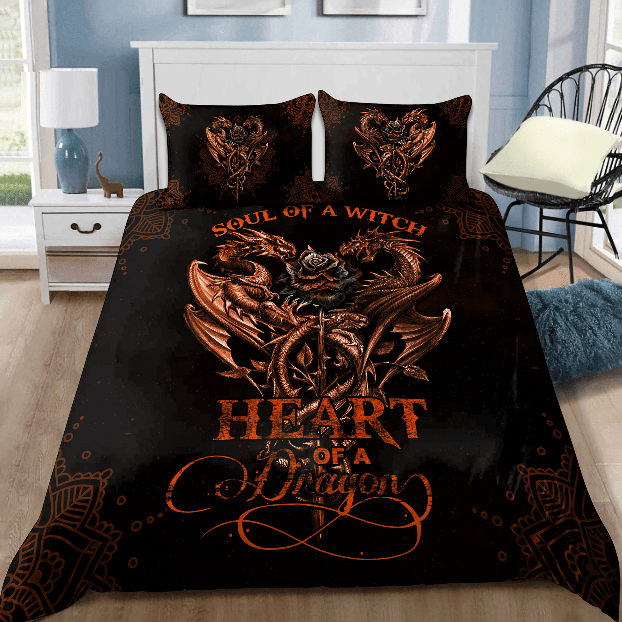 Dragon Soul Of A Witch, Heart Of A Dragon - Dragon Bedding Set 0921