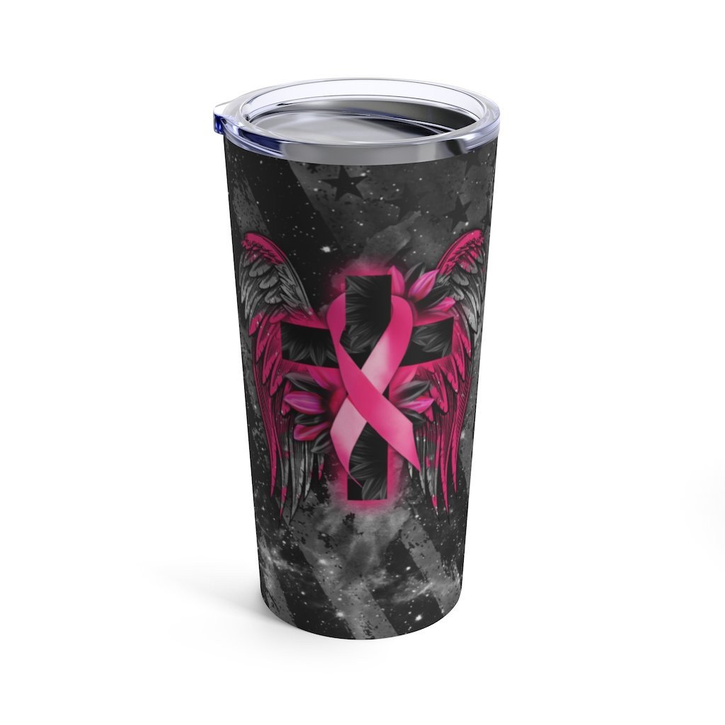 Faith Cross Wings - Breast Cancer Awareness Tumbler 0822